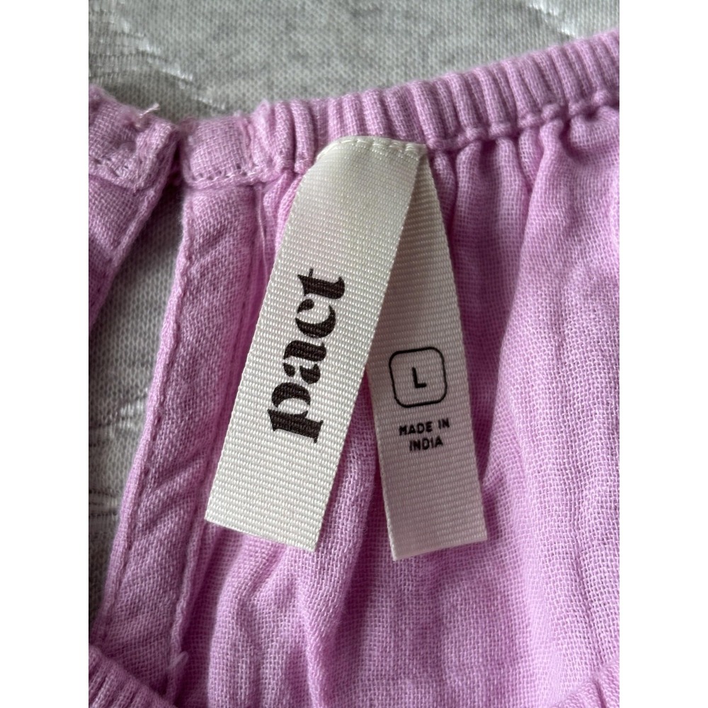 Pact Blouse Womens Large Pink 100%‎ Organic Cotton Gathered Hem Top Sustainable - Picture 3 of 6